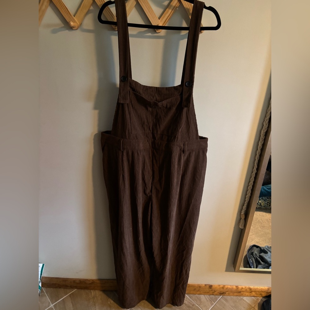 Brown Women's Corduroy Overalls Jumpsuit